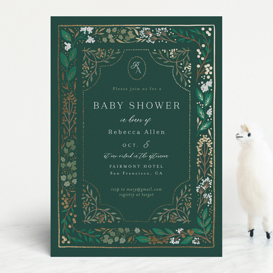 "Illuminated Storybook" - Baby Shower Invitations in Evergreen by Alethea and Ruth - Front