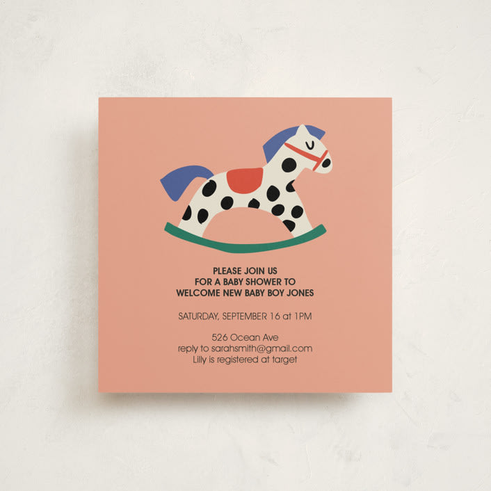 "Rocking Baby Shower" - Baby Shower Invitations in Peach by Harriet Richter - Front