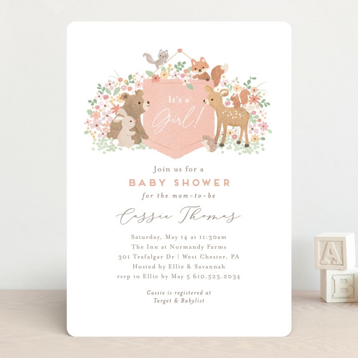 "Banner announcement" - Baby Shower Invitations in Petal by Jennifer Wick - Front