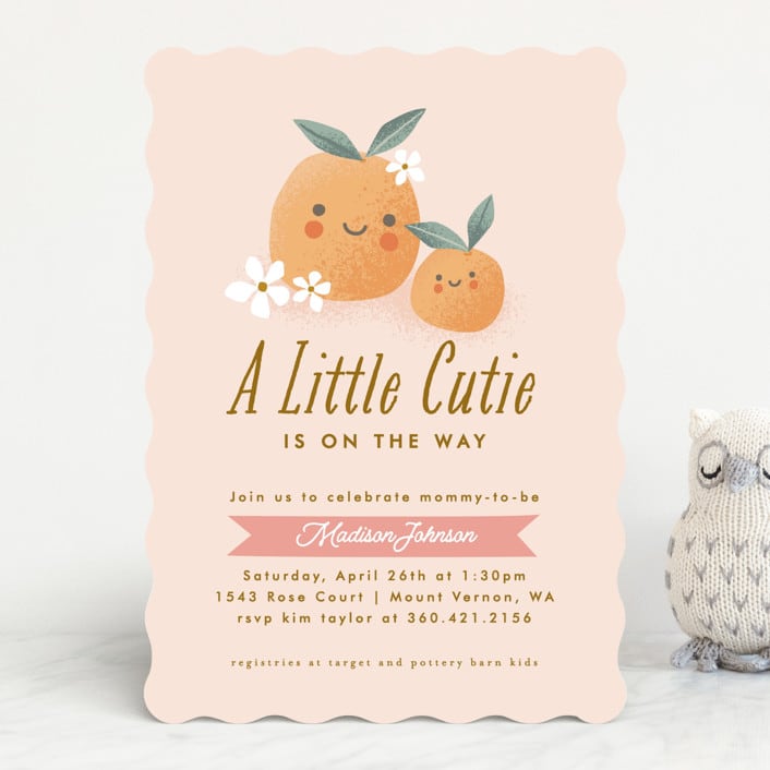 "little cutie oranges" - Baby Shower Invitations in Peach by Karidy Walker - Front