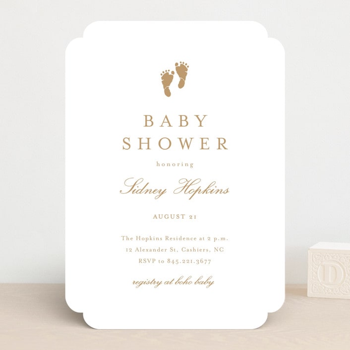 "Footprint" - Baby Shower Invitations in Golden by Stacey Meacham - Front