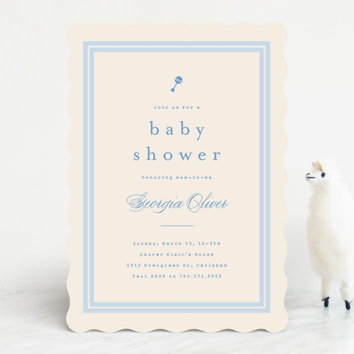 "Classic Start" - Baby Shower Invitations in Powder Blue by Carolyn MacLaren - Front