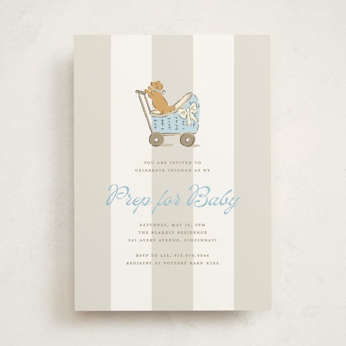 "Preppy Pup" - Baby Shower Invitations in Bluebird by Susan Zinader - Front