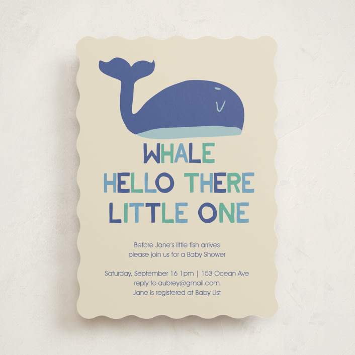 "Whale Hello" - Baby Shower Invitations in Sea by Harriet Richter - Front