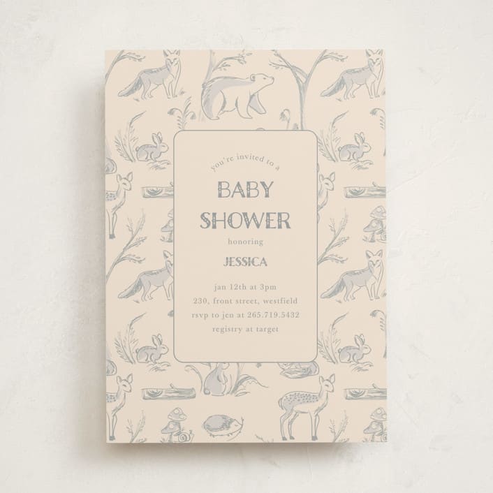 "Forest Toile" - Baby Shower Invitations in Bamboo by Teju Reval - Front