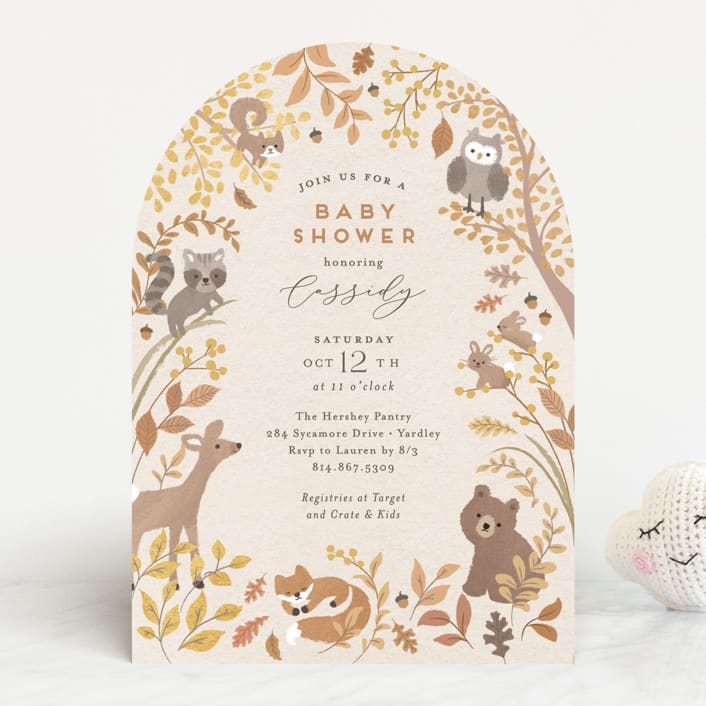 "Woodland autumn" - Baby Shower Invitations in Pumpkin by Jennifer Wick - Front