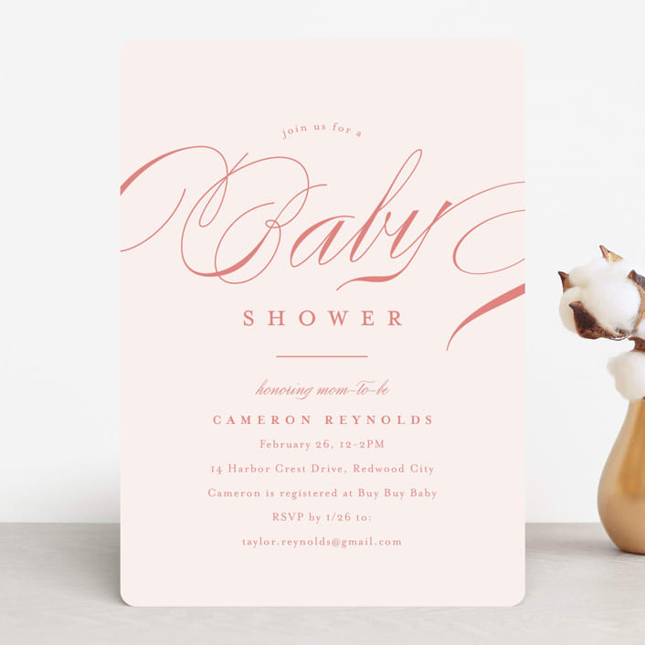 "Classique" - Baby Shower Invitations in Peony by Carolyn MacLaren - Front