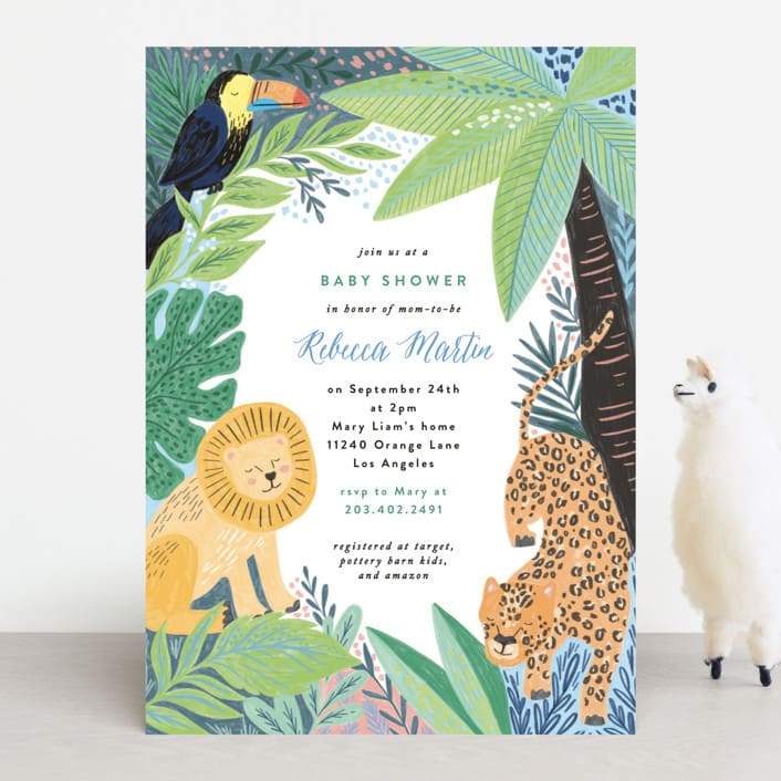 "Jungle Animal Sketchbook" - Baby Shower Invitations in Canary by Alethea and Ruth - Front