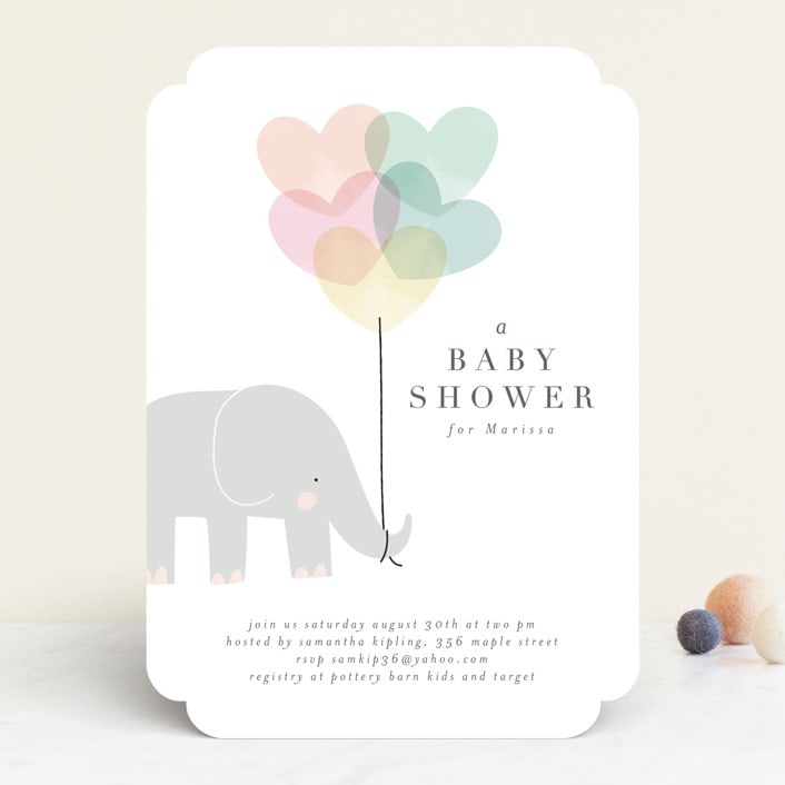 "Elephant" - Baby Shower Invitations in Peony by Lori Wemple - Front