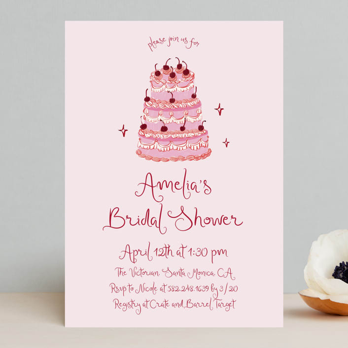 "vintage wedding cake" - Bridal Shower Invitations in Blush by Cass Loh - Front