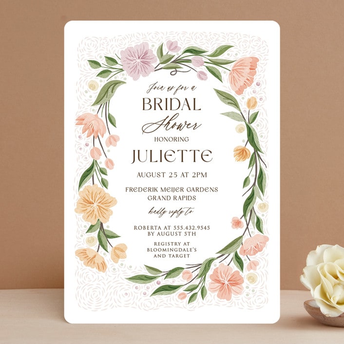 "Flower Shower Surround" - Bridal Shower Invitations in Petal by Paper Sun Studio - Front