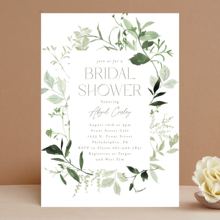 "Verde" - Bridal Shower Invitations in Meadow by Everett Paper Goods - Front