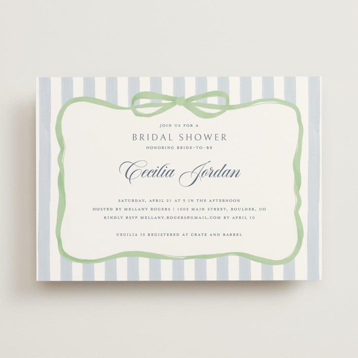"Celina" - Bridal Shower Invitations in Mint by Pati Cascino - Front