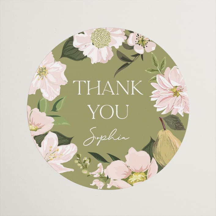"Blossoms & Butterflies" - Bridal Shower Favor Stickers in Blush by Susan Moyal - Front