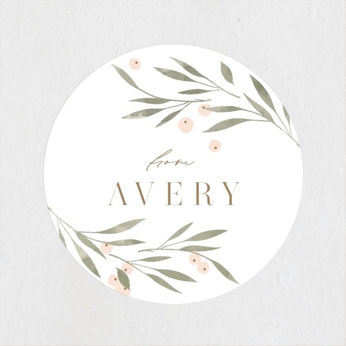 "Leafy Crown" - Bridal Shower Favor Stickers in Petal by Kristie Kern - Front