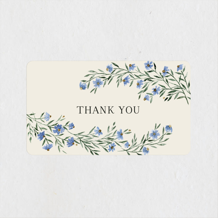 "Coneflower Garland" - Bridal Shower Favor Stickers in Periwinkle by Kate Ahn - Front