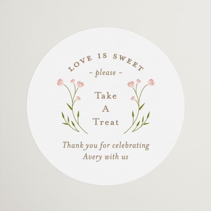 "Love is Blooming" - Bridal Shower Favor Stickers in Petal by Jennifer Postorino - Front