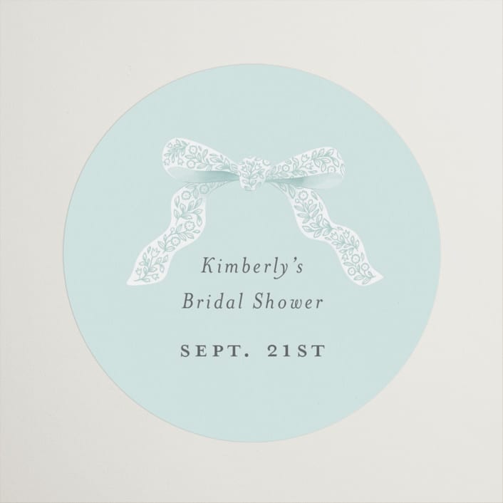 "Dainty" - Bridal Shower Favor Stickers in Tiffany Blue by Paper Raven Co. - Front