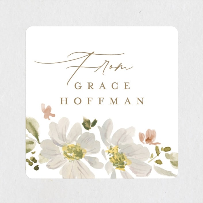 "Serene" - Bridal Shower Favor Stickers in Champagne by Everett Paper Goods - Front