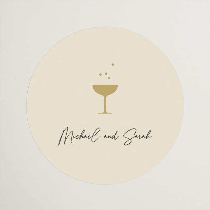 "A Little Shindig" - Bridal Shower Favor Stickers in Champagne by mo kelley - Front