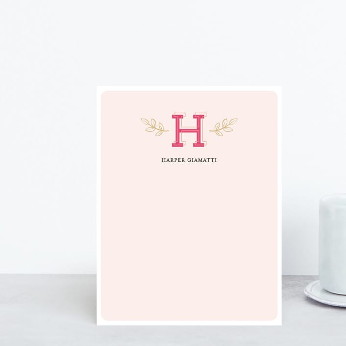 "Leafy Initial" - Business Stationery in Rose by Iwona K - Front