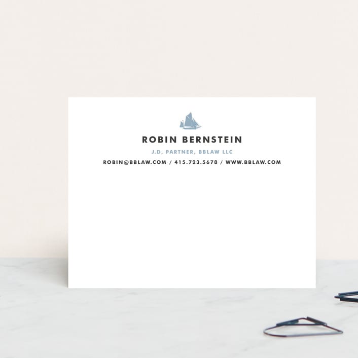"Captain" - Business Stationery in Wedgewood Blue by June Letters Studio - Front