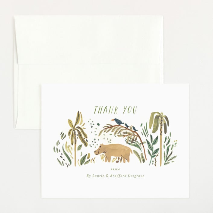 "Jungle Friends" - Birth Announcement Thank You Cards in Jungle by Morgan Ramberg - Front