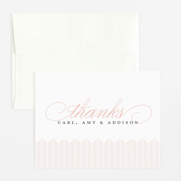 "Graceful Entrance" - Birth Announcement Thank You Cards in Flamingo by Jessica Williams - Front