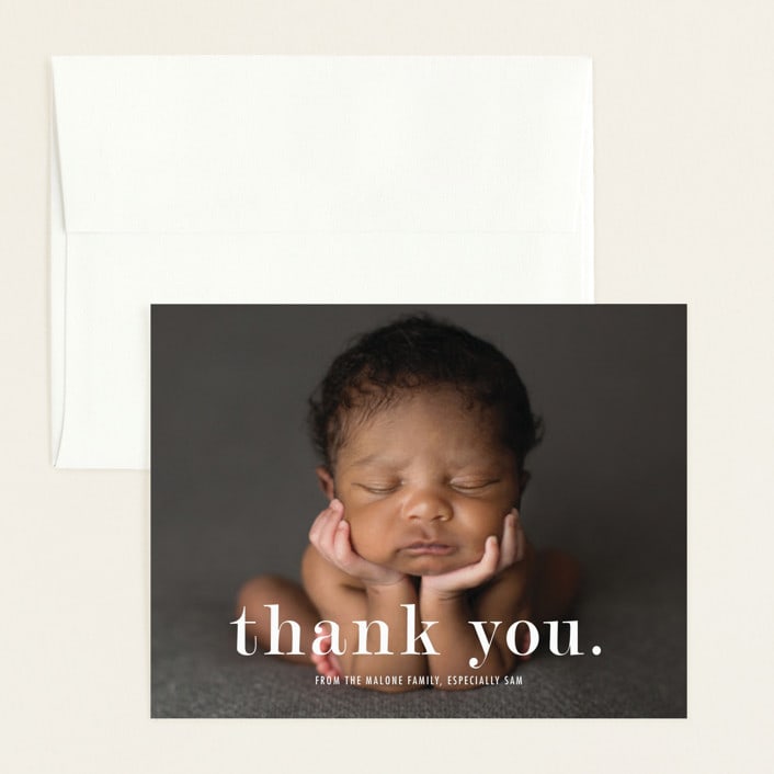 "Meeting" - Birth Announcement Thank You Cards in Cloud by Up Up Creative - Front