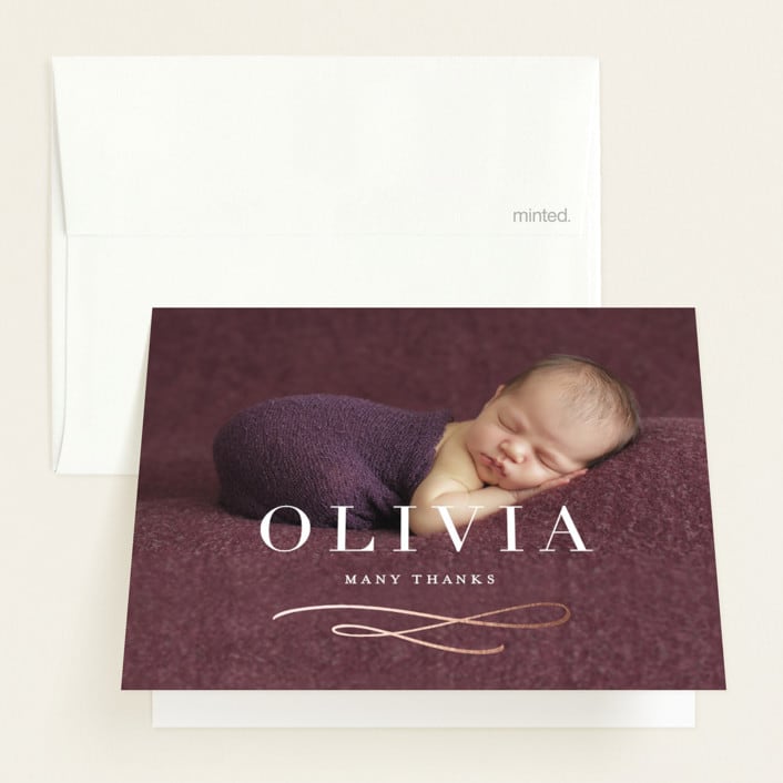 "Jubilee" - Foil-Pressed Birth Announcement Thank You Cards in Milk by Lauren Chism - Front
