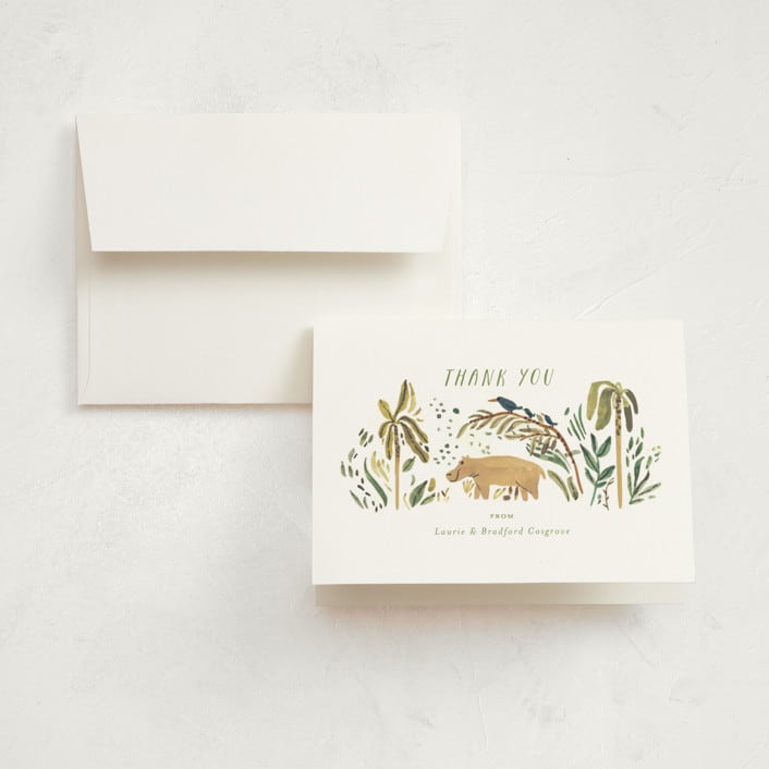 "Jungle Friends" - Birth Announcement Thank You Cards in Jungle by Morgan Ramberg - Front