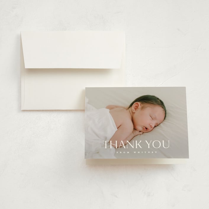 "Baby Classic" - Birth Announcement Thank You Cards in Cloud by Carolyn MacLaren - Front