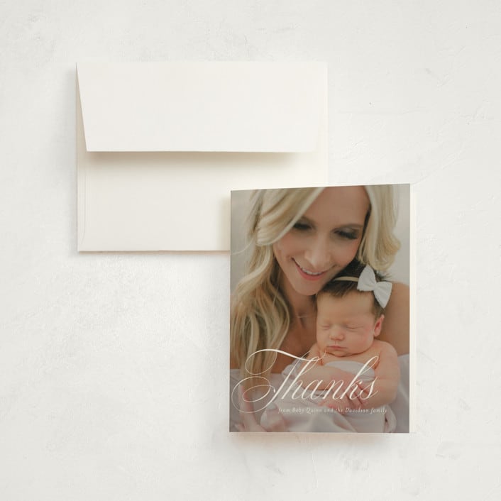 "elegant name" - Birth Announcement Thank You Cards in Owlet by Jackie Crawford - Front