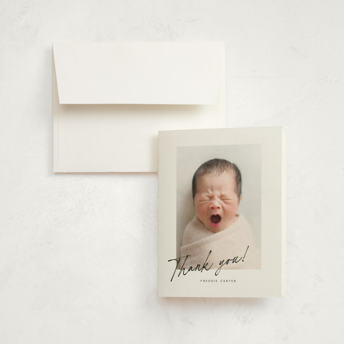 "Nickname" - Birth Announcement Thank You Cards in Dove by Paula Pecevich - Front