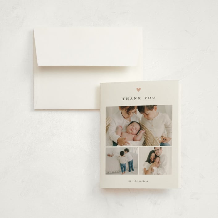 "Our whole heart" - Birth Announcement Thank You Cards in Rose by Stacey Meacham - Front
