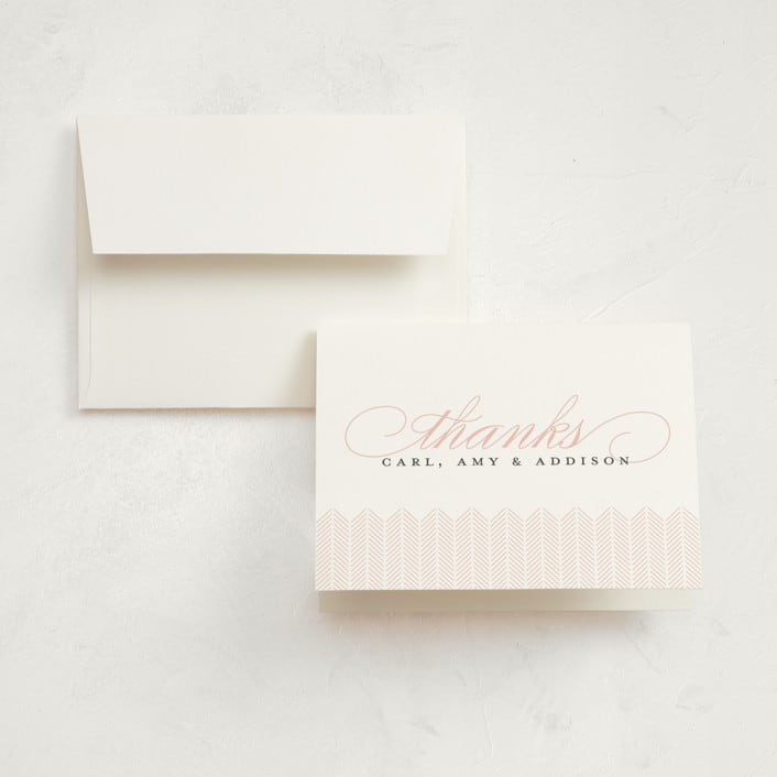 "Graceful Entrance" - Birth Announcement Thank You Cards in Flamingo by Jessica Williams - Front