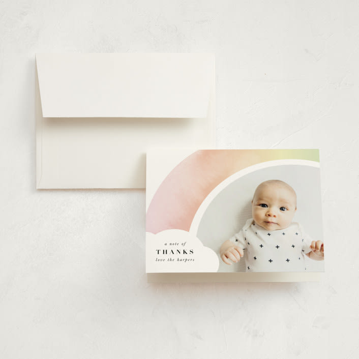 "Pretty Rainbow" - Birth Announcement Thank You Cards in Rainbow by Lori Wemple - Front