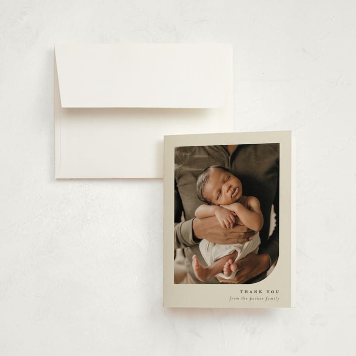 "Simple Photo" - Birth Announcement Thank You Cards in Almond by Brianne Larsen - Front