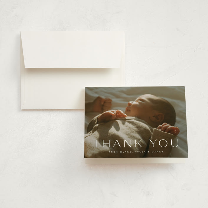 "moondance" - Birth Announcement Thank You Cards in Dew by Sara Hicks Malone - Front
