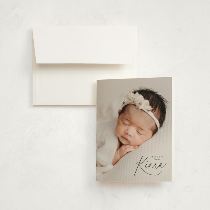 "Corner Hello" - Birth Announcement Thank You Cards in Midnight by Jackie Crawford - Front