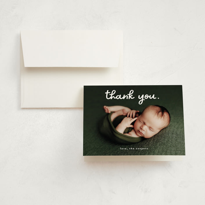 "Meet Cute" - Birth Announcement Thank You Cards in Snow by Lauren Chism - Front