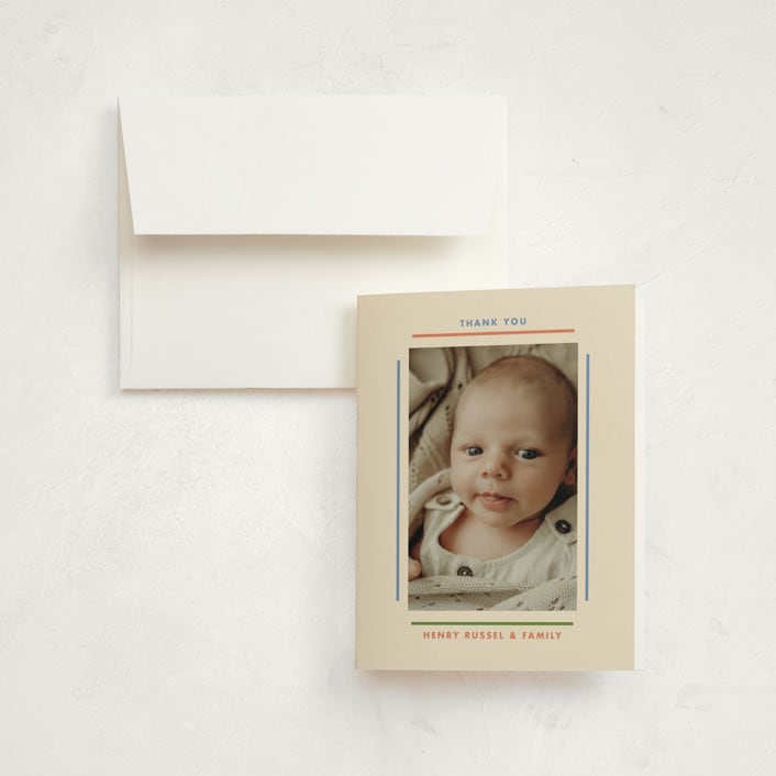 "Framework" - Birth Announcement Thank You Cards in Halo by Baumbirdy - Front