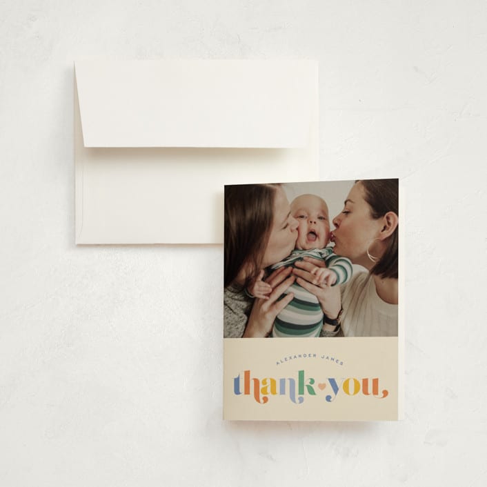 "Hello Sweet baby" - Birth Announcement Thank You Cards in Bluebird by Jessica Corliss - Front