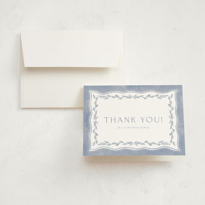 "Baby Frame" - Birth Announcement Thank You Cards in Cornflower by Chris Griffith - Front