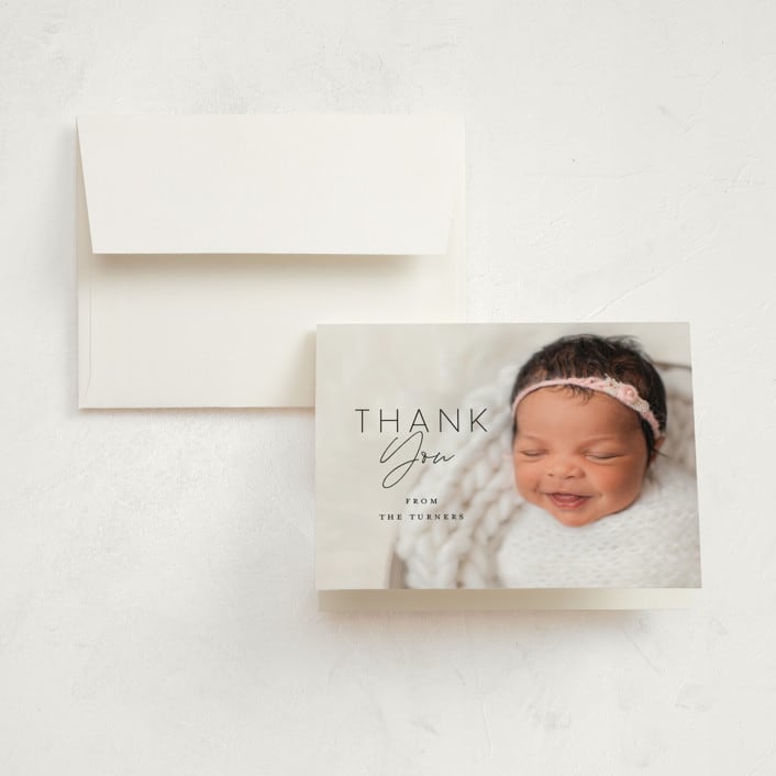 "Type Mix" - Birth Announcement Thank You Cards in Ink by Carolyn MacLaren - Front