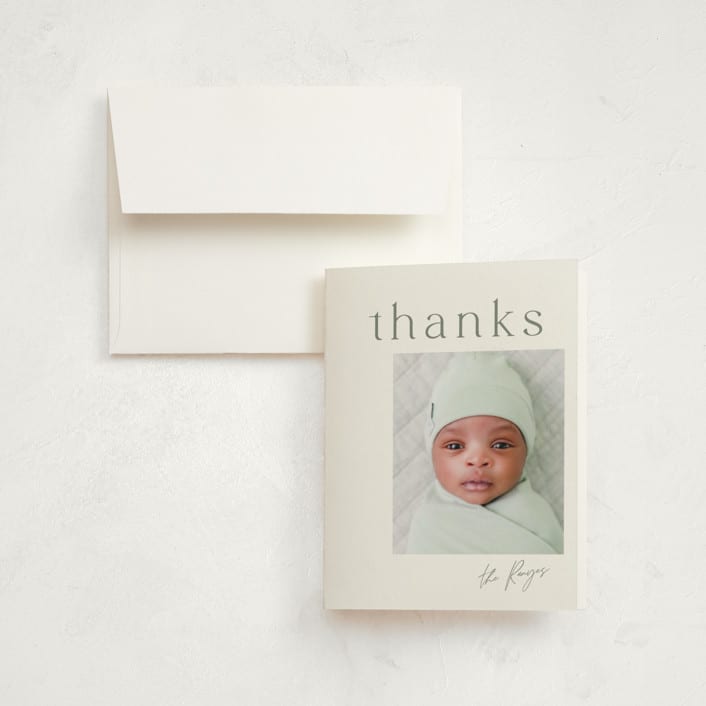 "simplified" - Birth Announcement Thank You Cards in Pearl by Summer Winkelman - Front