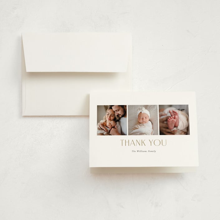 "Counting Those Blessings" - Birth Announcement Thank You Cards in Sugar by Robert and Stella - Front