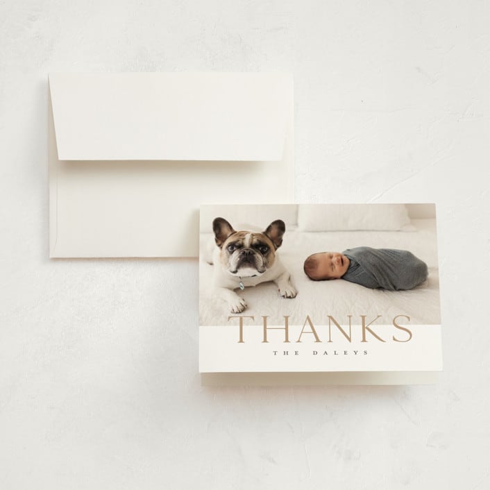 "modern classic" - Birth Announcement Thank You Cards in Toffee by Eric Clegg - Front