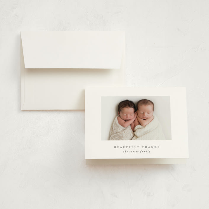 "Twinsies" - Birth Announcement Thank You Cards in Slate by Hooray Creative - Front