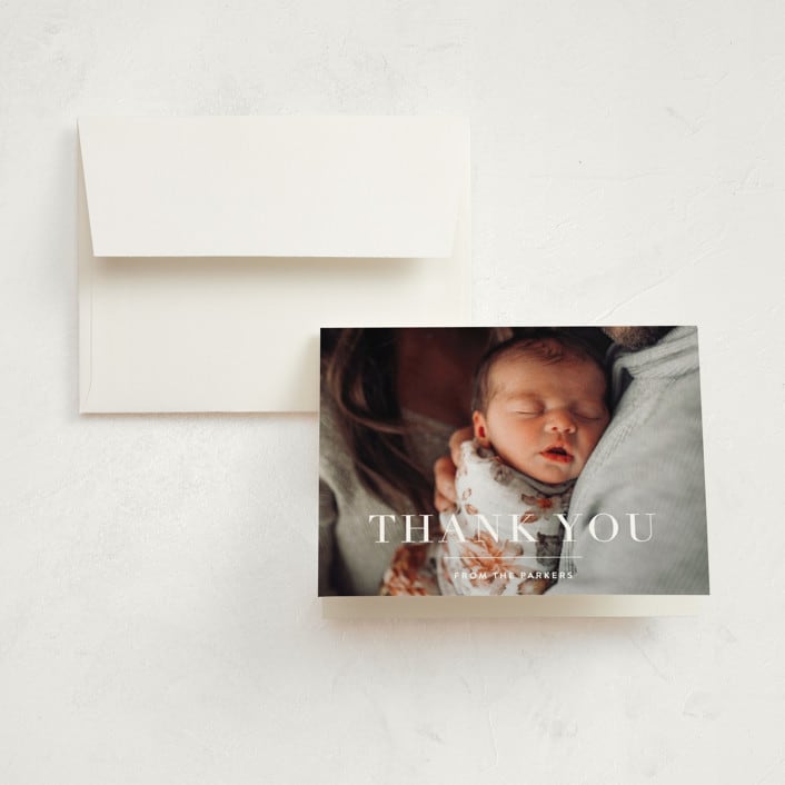 "the edit" - Birth Announcement Thank You Cards in Simply White by Sara Hicks Malone - Front